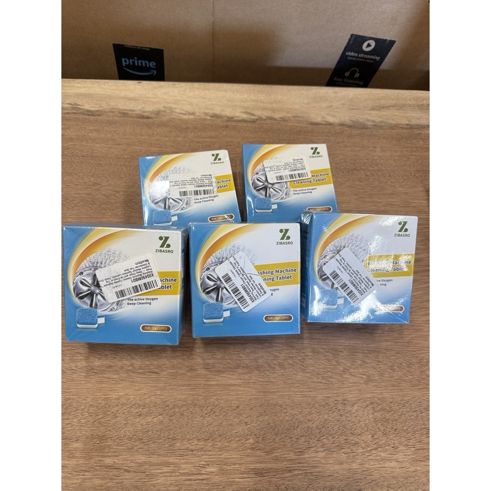 ZIBASRO Washing Machine Cleaning Tablets 5 boxes of 12 Packs  60 tablets‎ total
